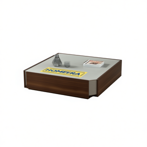 Tavolino da Caffè Homeera L110*P110*H36cm con Piano in Vetro Temperato e Struttura in Legno, Mobile Contenitore per Soggiorno, Design Moderno - Product Image 1