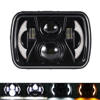 JINXIN Nouveau phare carré à 4 LED de 7 pouces, conversion automatique, phares LED pour voiture Wrangler, camion tout-terrain