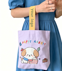 Wholesale Cartoon Embroidery <b>Tote</b> <b>Canvas</b> Bag Portable Bucket Bag Student Sundries Lunch Bag - Product Image 1