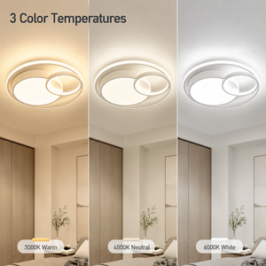 Plafonnier LED rond moderne en acrylique et fer, télécommande, variateur de lumière, trois couleurs, montage en surface, pour salon et chambre à coucher - Product Image 3