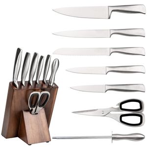 Household Kitchen Food Cutting 8-Piece High Hardness Stainless Steel Kitchen <b>Knife</b> <b>Set</b> with Wood <b>Knife</b> Block - Product Image 2