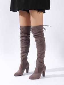 YL7436 femmes <span class=keywords><strong>cuissardes</strong></span> Vintage automne hiver chaussures plat fermeture éclair à lacets noir <span class=keywords><strong>marron</strong></span> <span class=keywords><strong>daim</strong></span> <span class=keywords><strong>bottes</strong></span> pour dames - Product Image 3