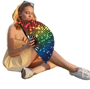 Folding Handfan Fold Dot Rainbow Print Festival Handheld Fan 33Cm Large Folding Hand Fan Handheld Fan for Girls <b>Gift</b> - Product Image 6