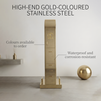 Miroir de Salon Moderne de Luxe Sulin Doré avec Éclairage LED, Meuble de Rangement Professionnel pour Barbier et Atelier