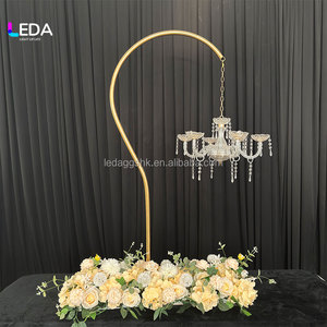 LEDA Gold Metal Crystal Chandelier Centerpiece Stand Elegant Wedding <b>Table</b> Decoration - Product Image 1