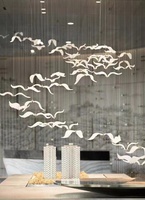 Lustre en acrylique en forme d'oiseau pour Hall d'hôtel, éclairage rotatif pour escalier, Hall de réception