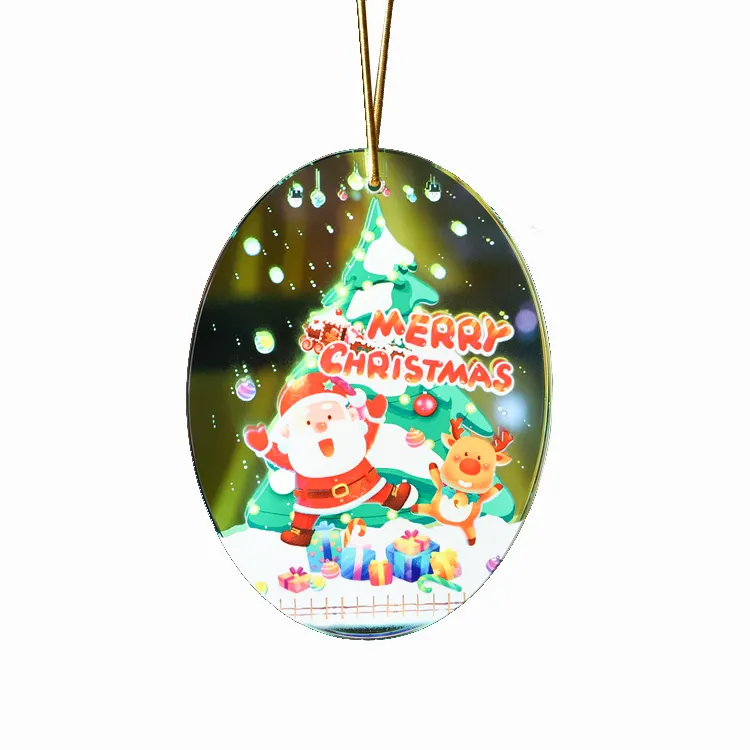 Fabrik Großhandel billiger Glas Anhänger UV-Druck benutzer definierte Frohe Weihnachten Ornament Geschenke Weihnachts dekoration Lieferant