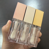 ISMAN Vente en gros de tubes de gloss à lèvres en or rose et argent de 8 ml, grand applicateur, emballage vide pour gloss à lèvres, logo personnalisé, flacon en PET transparent