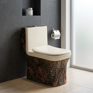 WC monobloc carré doré de luxe, toilette moderne en céramique à double chasse haute efficacité pour hôtel de luxe - Product Image 5