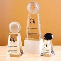 Trofeo y premios de torneo de golf en blanco Cristal Cricket Baloncesto Rugby Ball Medallas Trofeos personalizados para recuerdos de caridad