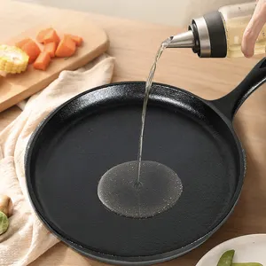 Frigideira de ferro fundido grande, grelha de ferro fundido de 26 cm, ovos industriais, frigideira, para uso ao ar livre e cozinha