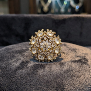 Luxury Gold Plated Floral Cubic Zirconia <b>Adjustable</b> <b>Ring</b> for Women Statement Cocktail Wedding Party Fashion Jewelry - Product Image 1