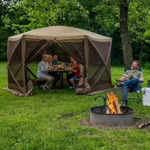 <span class=keywords><strong>Tente</strong></span> <span class=keywords><strong>de</strong></span> camping instantanée à 6 côtés, imperméable, avec murs en maille anti-insectes, pour le camping en famille en plein air - Product Image 4