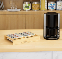 Support pour 24 capsules de café en bambou, organiseur de capsules K-Cup avec base antidérapante pour comptoir de cuisine, bar à café