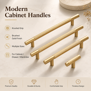 Poignées <span class=keywords><strong>de</strong></span> meuble moletées en T dorées, modernes, pour tiroirs <span class=keywords><strong>de</strong></span> cuisine, armoires et placards, accessoires <span class=keywords><strong>de</strong></span> quincaillerie - Product Image 1