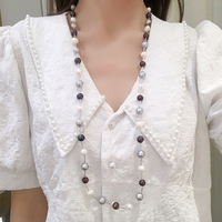 Collier pull Lucy Jewelry tendance en argent sterling S925 avec perles d'eau douce multicolores de qualité AAAA certifiées NGTC
