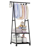 Porte-vêtements mobile multi-niveaux sur roulettes, support de séchage en métal classique et simple, type sur pied