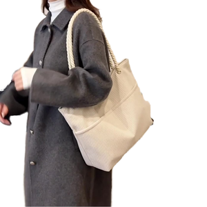 Borsa Tote Casual in Velluto a Coste con Texture per il Pendolarismo, Design Semplice a Tracolla Singola, Borsa alla Moda per l'<span class=keywords><strong>Università</strong></span> - Product Image 1