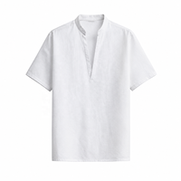 T-shirt en lin mélangé pour homme, marque privée OEM, manches courtes, doux, durable, pour temps chaud, décontracté, vente en gros