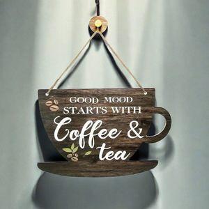 ร้านกาแฟแบบสั่งทำสโลแกนไม้สไตล์ชนบทงานฝีมือตกแต่งทำจากไม้รายชื่อกลมรายชื่อถ้วยกาแฟสุดสร้างสรรค์ - Product Image 1