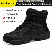 Bottes de sécurité montantes en cuir véritable avec embout en acier, antidérapantes, pour travaux de construction et miniers