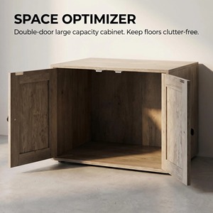 Lussuoso Tiragraffi per <span class=keywords><strong>Gatti</strong></span> in Legno con Lettiera Integrata, 140 cm di Altezza, con Amaca e Cuccia - Sicuro, Durevole, Arredo per Interni - Product Image 5