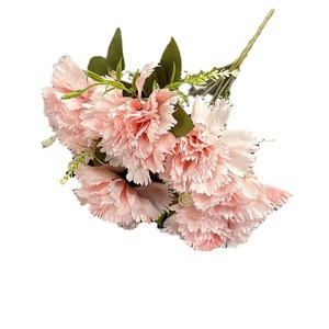 Bouquet de 7 œillets artificiels en soie, décorations de mariage réalistes - Product Image 5
