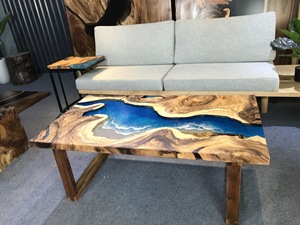 โต๊ะไม้พรีเมียม เรซิ่นอีพ็อกซี่ คุณภาพดีที่สุดสำหรับลูกค้าทุกท่าน เรซิ่นลายแม่น้ำสีฟ้า - Product Image 2