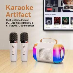 Y5 Portable Bluetooth Speaker Microphone Set Colorful Light Bluetooth Speaker With Home Karaoke Machine