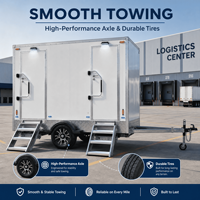 Unité d'assainissement durable et entièrement équipée pour les chantiers extérieurs, utilisation à long terme sur les chantiers, remorque de toilettes mobiles à double paroi