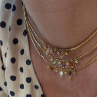 Collar con Colgante de Piedras Preciosas Minimalista Irregular de 18k, Joyería de Piedras Naturales para Mujer