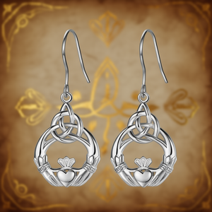 Boucles d'oreilles Claddagh en or blanc, argent 925, motif cœur, bijoux de mariage classiques pour femmes, objet de collection culturel chrétien - Product Image 2
