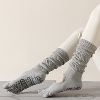 Chaussettes à découpe ouverte sur le dos du pied, service OEM personnalisé, en coton, à 5 doigts, pour yoga et Pilates, antidérapantes avec points, multicolores, collection Printemps