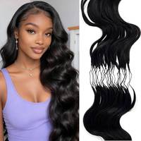 Extensions de tresses au crochet en cheveux humains brésiliens vierges, nœuds miracle, ondulation naturelle, micro-liens, longueur 14-24 pouces