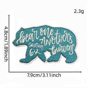 Patch thermocollant brodé par machine, motif Ours 'Choisis la joie', avec citations et mots anglais, thème 'Wifi' et 'Cartoon' vert Mondrian, pour la décoration de vêtements et sacs - Product Image 4