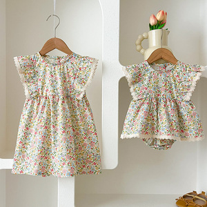 Robe d'été 2026 pour bébés filles, style coréen, motif floral, tenue assortie pour sœurs - Product Image 4