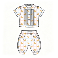 Ensemble 2 pièces personnalisé OEM ODM pour bébé et tout-petit, imprimé panda, col Peter Pan, haut à manches courtes et pantalon lanterne, tenue décontractée pour enfants