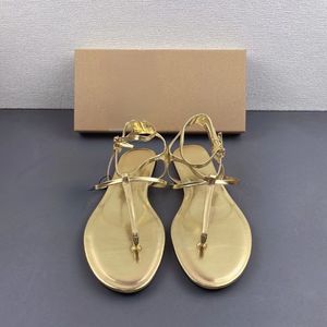 Dây Đeo Mắt Cá Chân Sandalias Nữ Giày Dễ Thương Phụ Nữ Giày Dép Thiết Kế Mới Vàng Flip Flops Phụ Nữ Dép Phẳng - Product Image 2