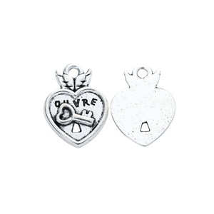Pendentif en alliage motif clé et breloque cœur ailé doré pour carnet <span class=keywords><strong>de</strong></span> notes d'amour <span class=keywords><strong>de</strong></span> la Saint-Valentin - Product Image 2