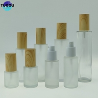 Emballage de cosmétiques en gros, conteneur de bouteilles de Lotion en verre noir givré brillant 30ml 50ml 100ml