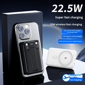 Oem 10000mah תצוגה דיגיטלית מגנטי powerbank מובנה בכבלים 5000 טלפון נייד mah סוג בנק חשמל אלחוטי טעינה c - Product Image 2