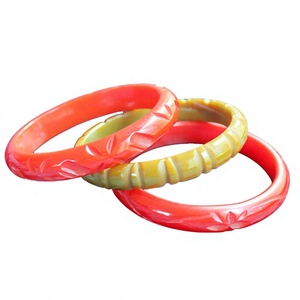 Designer Acrylic Flower Pattern Resin Bangle <b>Bracelets</b> Handmade <b>Red</b> Yellow Premium Quality Unisex Cute Jewelry Wedding Woman - Product Image 1