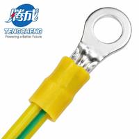 Câble de mise à la terre industriel OEM personnalisé 10AWG 12AWG en cuivre isolé PVC, jaune-vert, avec cosses annulaires