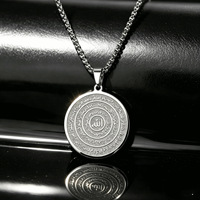 Collier avec lettres arabes en acier inoxydable, pendentif circulaire Allah, calligraphie islamique, 99 noms, bijoux pour femmes et hommes