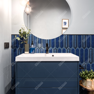 Mosaïque <span class=keywords><strong>de</strong></span> carreaux en céramique bleu foncé en forme <span class=keywords><strong>de</strong></span> piquet hexagonal long pour restaurant, buffet, hôtel, cuisine, mur, <span class=keywords><strong>salle</strong></span> <span class=keywords><strong>de</strong></span> <span class=keywords><strong>bain</strong></span>, crédence, décoration - Product Image 6