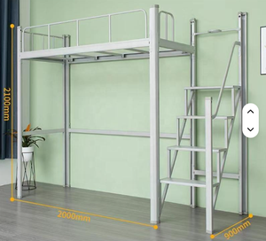 Двухъярусная кровать-чердак из металла размера «<span class=keywords><strong>queen</strong></span>-<span class=keywords><strong>size</strong></span>» с местом для хранения и лестницей для гостиниц, апартаментов, спален, школ, больниц, гостиных - Product Image 3
