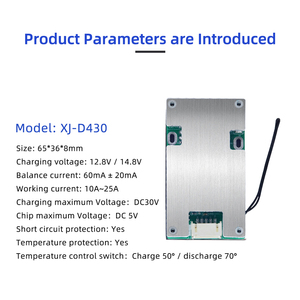 Sistema de Gestión de Baterías XJ <span class=keywords><strong>BMS</strong></span> <span class=keywords><strong>4S</strong></span> 10A <span class=keywords><strong>15A</strong></span> 20A 25A 12V 12.8V 14.8V LifePO4 LFP NMC con Sensores de Temperatura NTC - Product Image 3