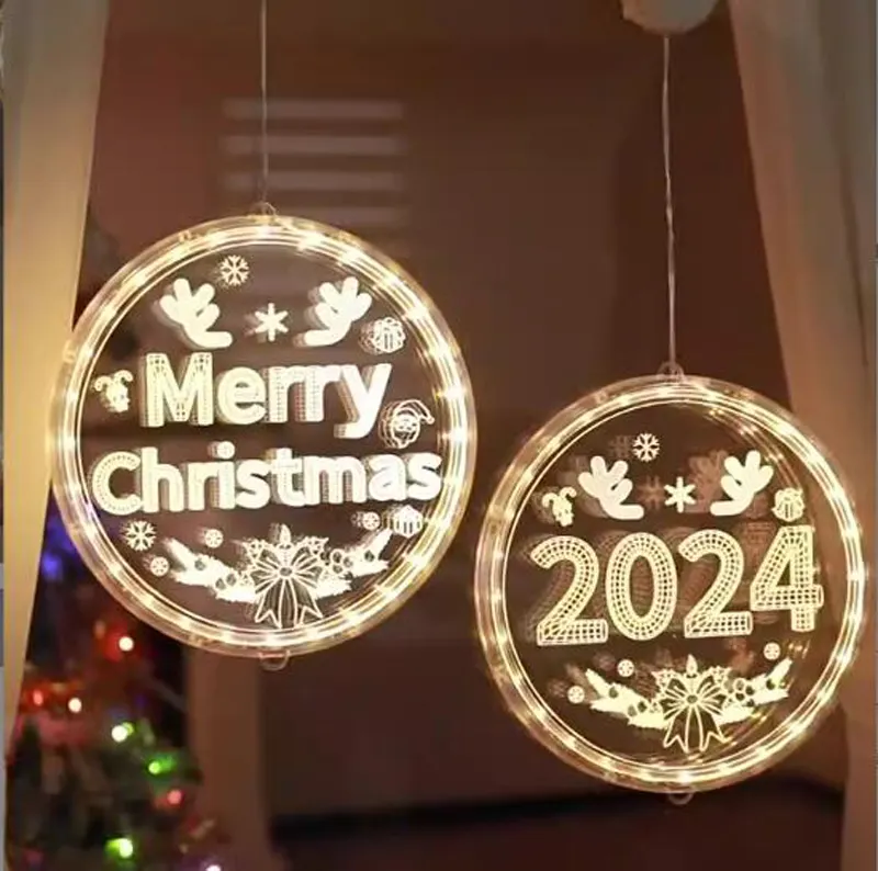 क्रिसमस की सजावट खिड़की प्रकाश 3D फांसी इनडोर क्रिसमस पेड़ के लिए बैटरी संचालित क्रिसमस सजावट प्रकाश का नेतृत्व किया