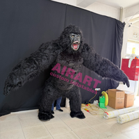 Costume gonflable personnalisé pour défilé, mascotte ambulante, gorille en peluche gonflable noir pour adultes