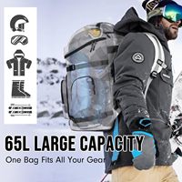 Sac à dos imperméable pour bottes de ski 65L avec 8 poches, sacs pour bottes de ski et de snowboard pour les voyages en avion, sacs à dos pour équipement de ski pour adultes